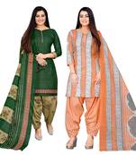 multicolor cotton blend printed unstitched salwar suit material (combo of 2)