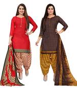 multicolor cotton printed unstitched salwar suit material (combo of 2)