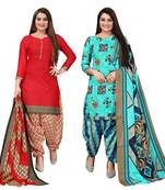 multicolor cotton printed unstitched salwar suit material (combo of 2)