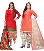 multicolor cotton blend printed unstitched salwar suit material (combo of 2)