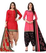 multicolor cotton blend printed unstitched salwar suit material (combo of 2)