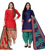 multicolor cotton blend printed unstitched salwar suit material (combo of 2)