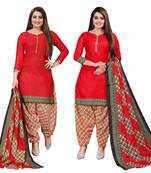 multicolor cotton blend printed unstitched salwar suit material (combo of 2)