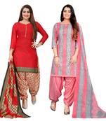 Rajnandini multicolor cotton blend printed unstitched salwar suit material (combo of 2)