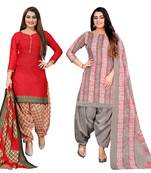 multicolor cotton blend printed unstitched salwar suit material (combo of 2)
