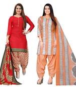 multicolor cotton blend printed unstitched salwar suit material (combo of 2)