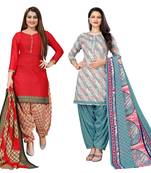 multicolor cotton blend printed unstitched salwar suit material (combo of 2)