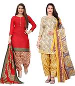 multicolor cotton blend printed unstitched salwar suit material (combo of 2)