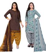 multicolor cotton blend printed unstitched salwar suit material (combo of 2)