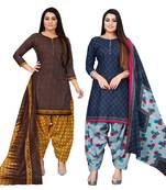 multicolor cotton blend printed unstitched salwar suit material (combo of 2)