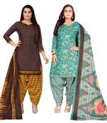 multicolor cotton blend printed unstitched salwar suit material (combo of 2)