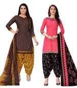 multicolor cotton blend printed unstitched salwar suit material (combo of 2)