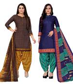 multicolor cotton blend printed unstitched salwar suit material (combo of 2)