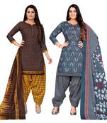 multicolor cotton blend printed unstitched salwar suit material (combo of 2)