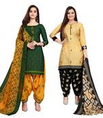 Rajnandini multicolor cotton blend printed unstitched salwar suit material (combo of 2)