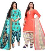 multicolor cotton blend printed unstitched salwar suit material (combo of 2)