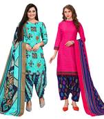 multicolor cotton blend printed unstitched salwar suit material (combo of 2)