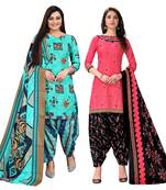 multicolor cotton blend printed unstitched salwar suit material (combo of 2)