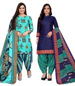 multicolor cotton blend printed unstitched salwar suit material (combo of 2)