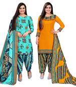 multicolor cotton blend printed unstitched salwar suit material (combo of 2)