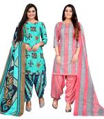 Rajnandini multicolor cotton blend printed unstitched salwar suit material (combo of 2)
