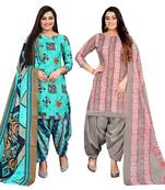 multicolor cotton blend printed unstitched salwar suit material (combo of 2)