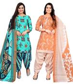 multicolor cotton blend printed unstitched salwar suit material (combo of 2)