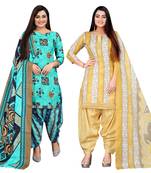 multicolor cotton blend printed unstitched salwar suit material (combo of 2)