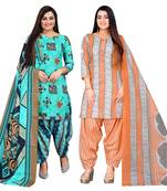 multicolor cotton blend printed unstitched salwar suit material (combo of 2)