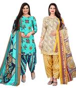 multicolor cotton blend printed unstitched salwar suit material (combo of 2)