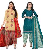 Rajnandini multicolor cotton blend printed unstitched salwar suit material (combo of 2)