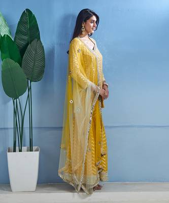 Yelow georgette kurta set 2