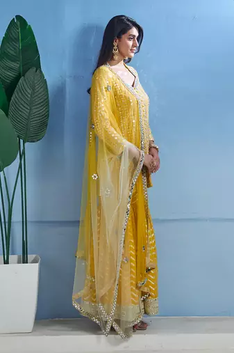 Yelow georgette kurta set