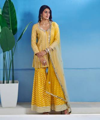 Yelow georgette kurta set 3
