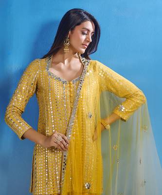 Yelow georgette kurta set 4