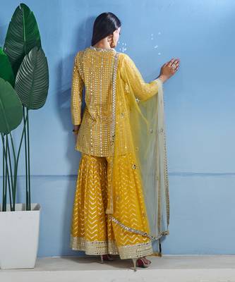 Yelow georgette kurta set 5