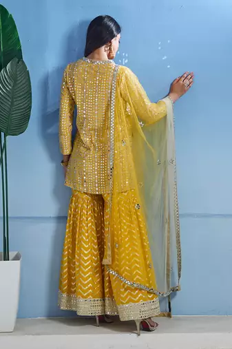 Yelow georgette kurta set
