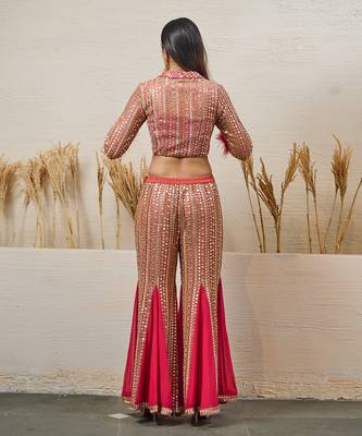Red georgette kurta set 3
