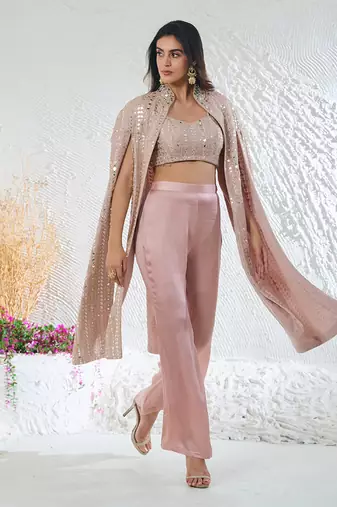 Pink georgette kurta set