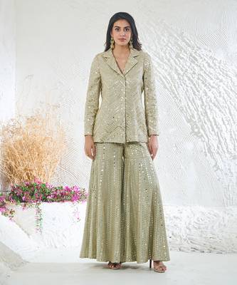 Green georgette kurta set 1