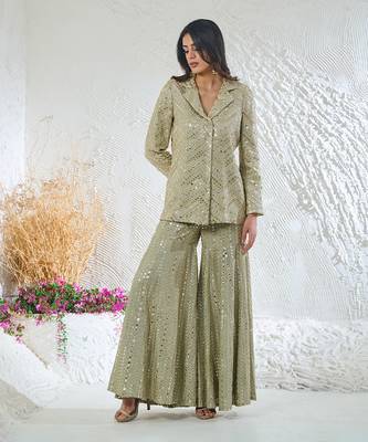 Green georgette kurta set 2