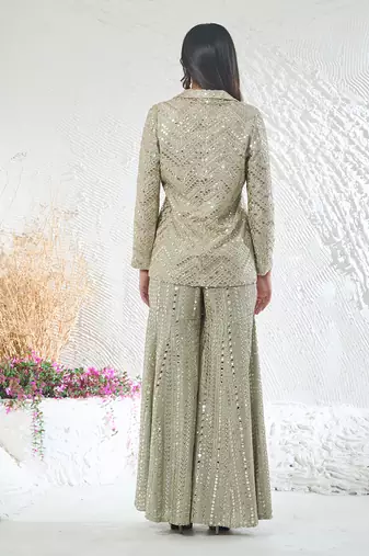 Green georgette kurta set
