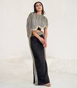 Black georgette cape skirt with inner