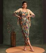 Kaira embellished drape dress set