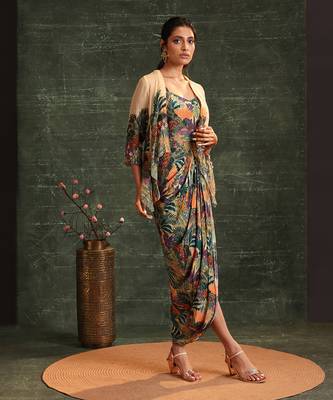 Kaira embellished drape dress set 2