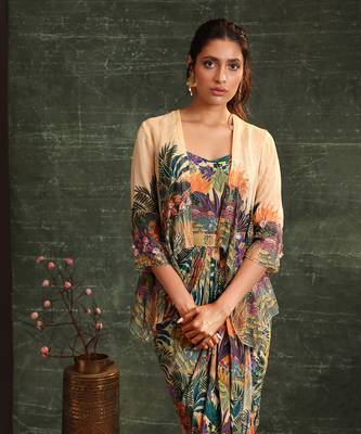 Kaira embellished drape dress set 4