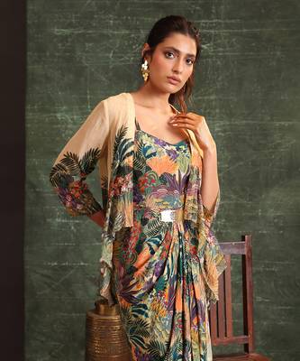 Kaira embellished drape dress set 5