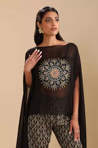 Eraya printed Top,Pant With Cape