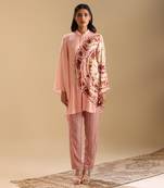 Pink cotton silk naqsh embellished co-ord set