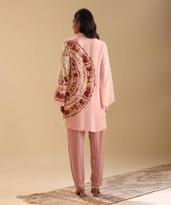 Pink cotton silk naqsh embellished co-ord set 4